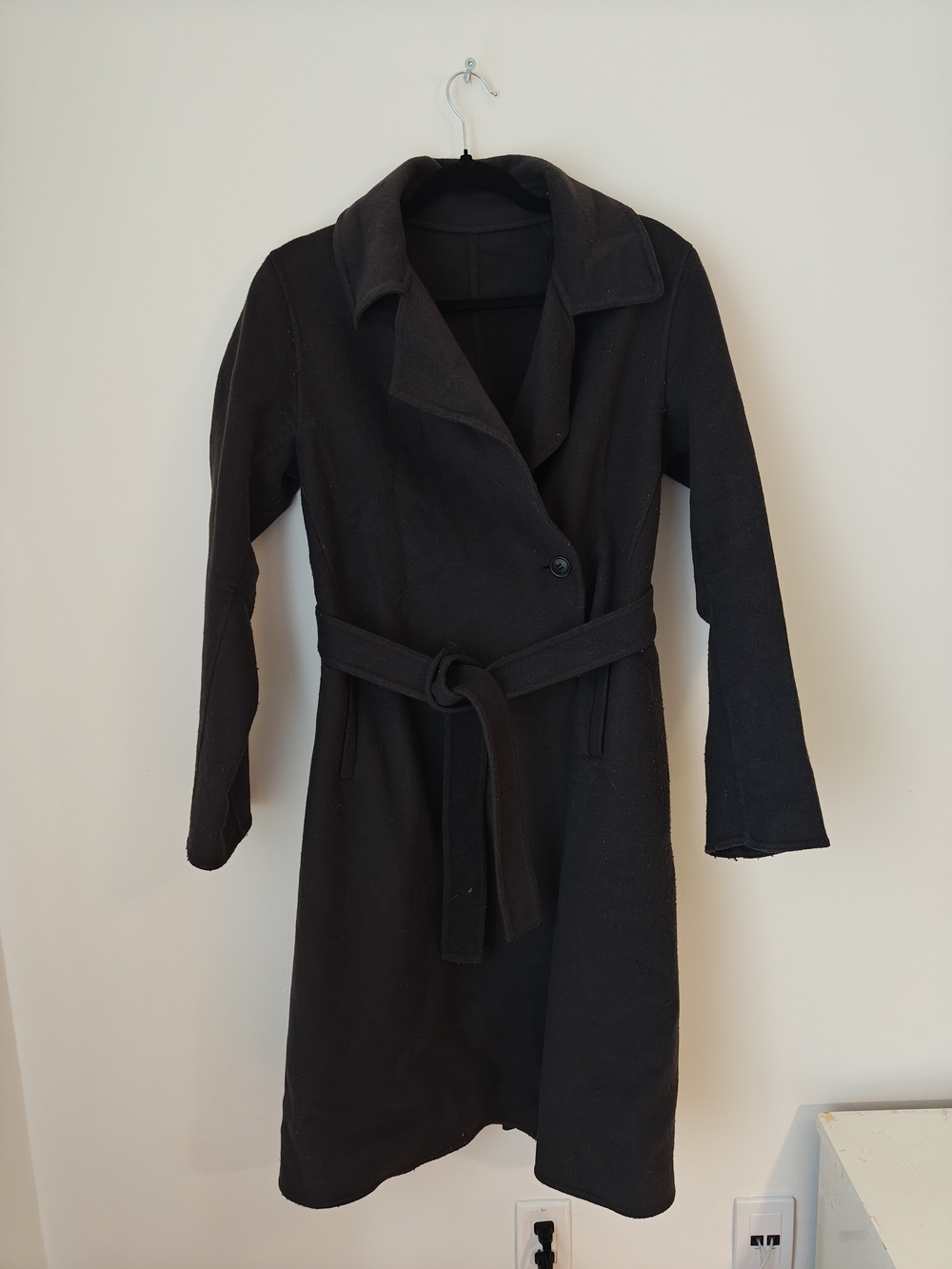 Uniqlo Black Belted Wool-Blend Trench Coat